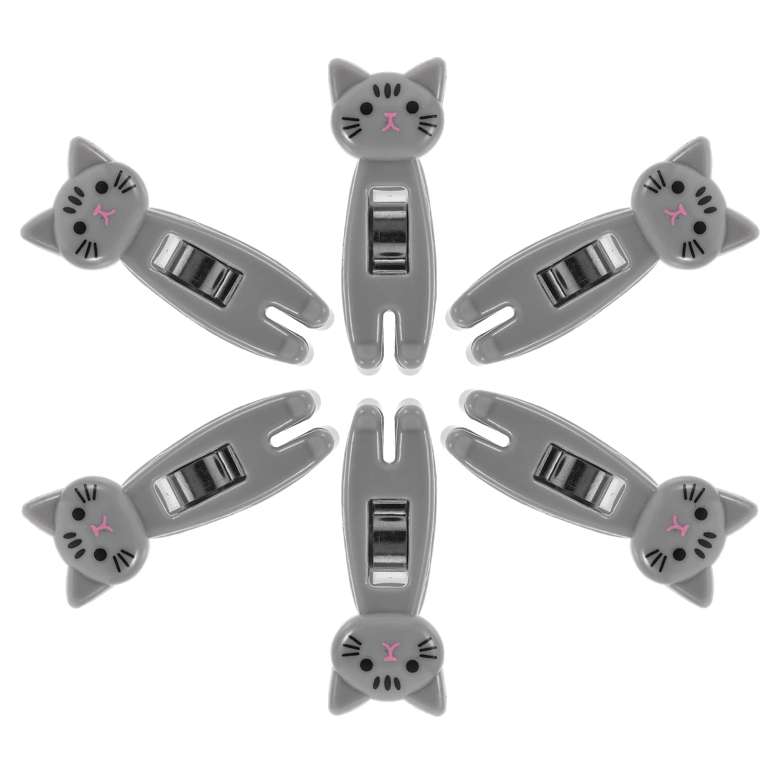 

6Pcs Cat Clip Multi-Use Clothespins Beach Towel Clips Clothes Drying Clamp Food Sealing Ticket Photo Clip Clothespin