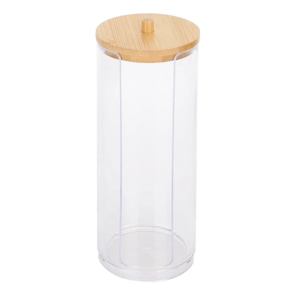 2PCS Wood Lid Spice Seasoning Bottles Acrylic Material Side Opening Cotton Swab Storage Case 350ml/650ml Bathroom Cup Dispenser