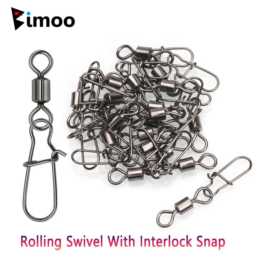 

Bimoo Rolling Swivel W/ Interlock Snap Pike Fishing Accessories Connector Pin rigging weight Sinker Fishhook Lure Swivels Tackle