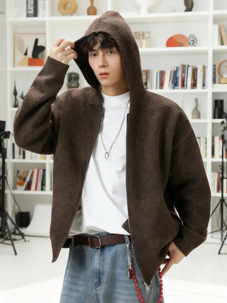 

Men's Cozy Hooded Knit Cardigan | Soft Faux-Deer Fleece Fabric for Cold WeatherHeavyweight Hooded Knit Sweater