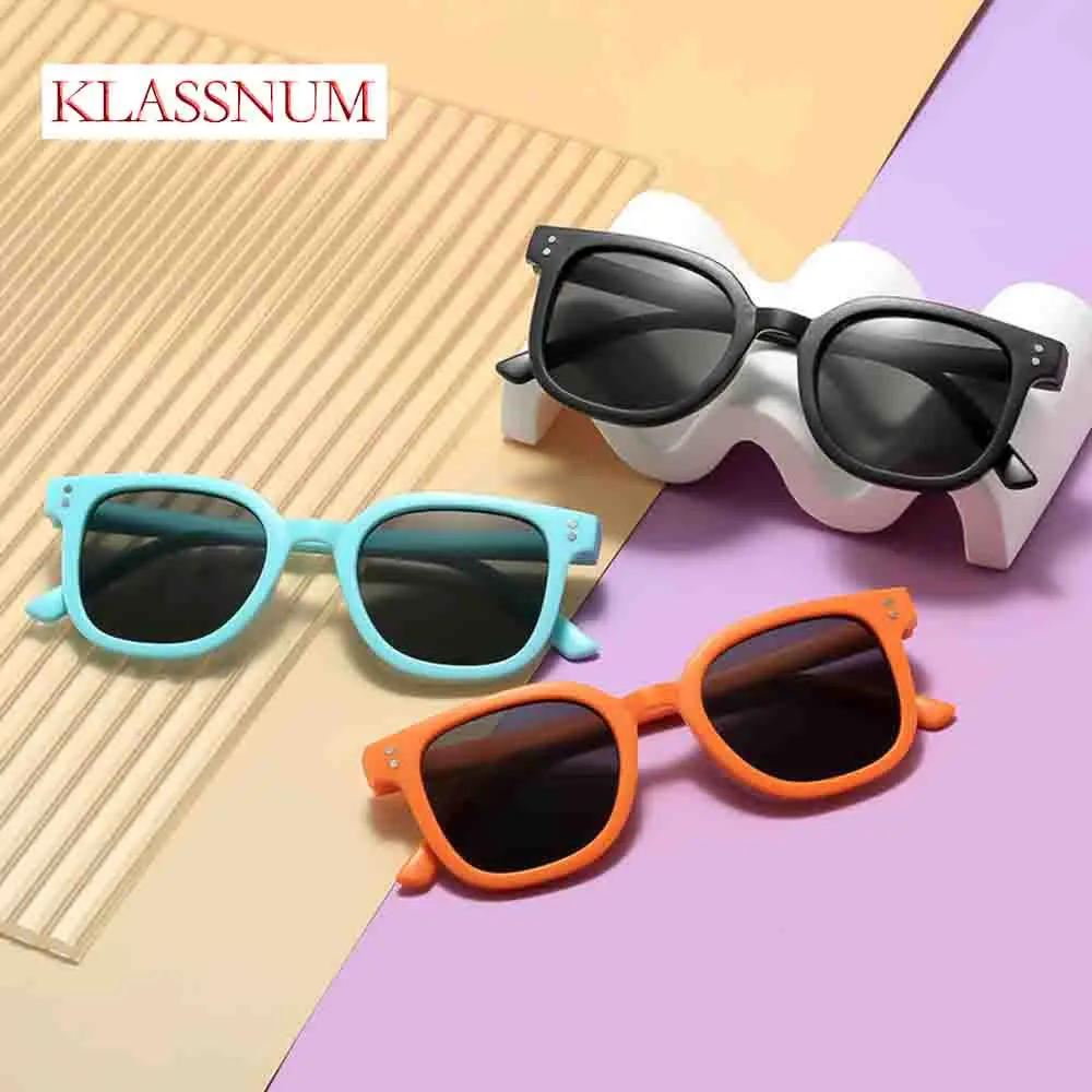 

KLASSNUM Candy Color Kids Sunglasses Square Silicone Flexible Sun Glasses for Boys Girls Baby Shades UV400 Outdoor Eyewear
