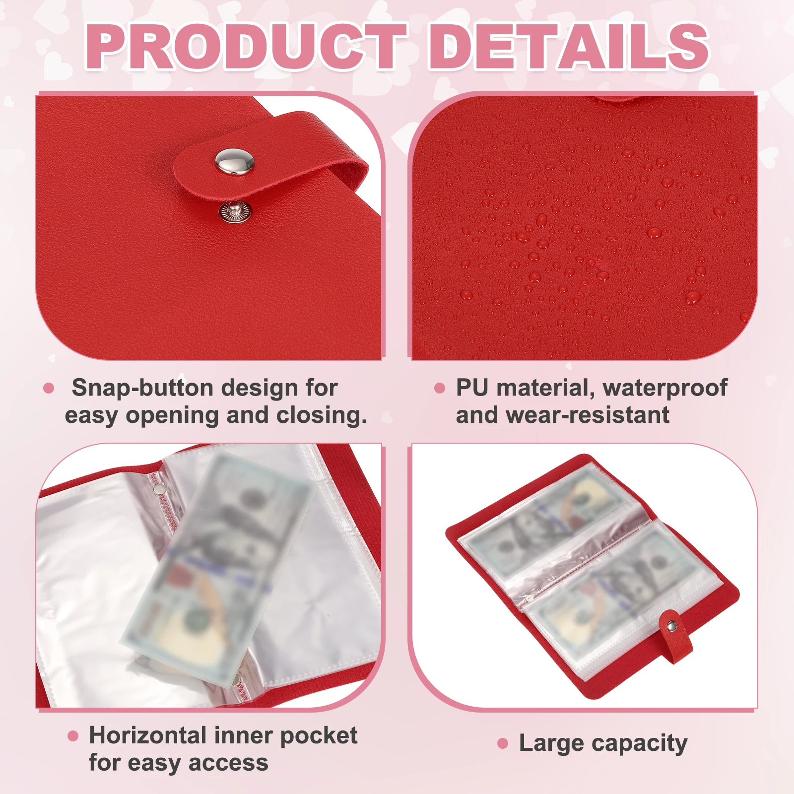100 Envelope Challenge Binder Soft PU Leather Savings Challenges Book with Envelopes Money Saving Binder with Horizontal Insert