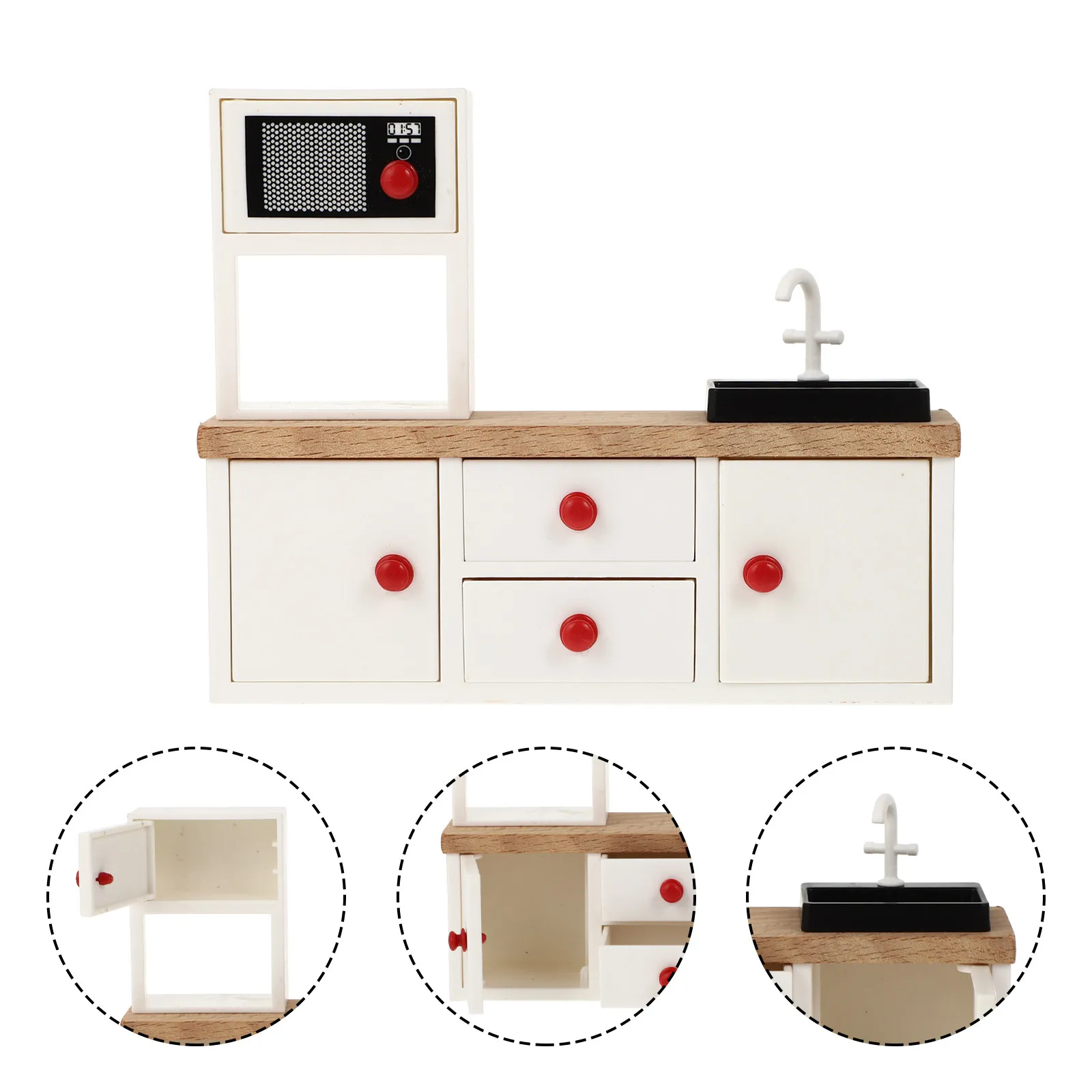 

Miniature White Cabinet Mini House Decoration Lightweight Wood Plastic Furniture Ornament for Mini House Scene Landscape Home