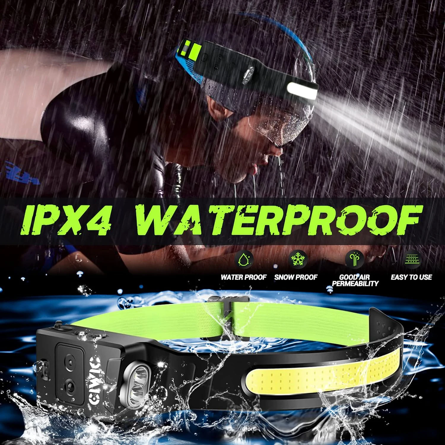 Drop Shipping COB LED Induction Riding Headlamp 1200mAh USB Rechargeable Hunting Flashlight Work Light 6 Modes Head Lamp Torch