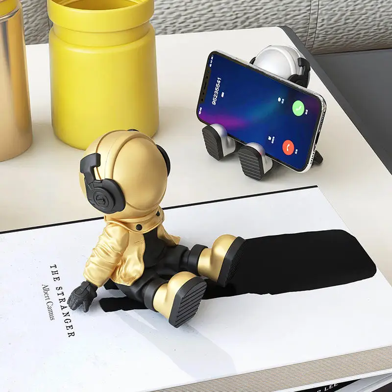 Fashion Golden Astronaut Mobile Phone Stand,Cool Silver Musical Boy Figurine Phone Bracket,Space Man Design Figures,Phone Holder