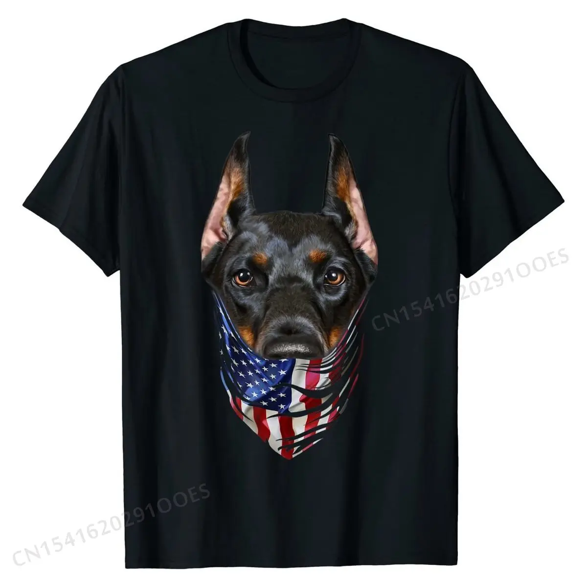 Patriotic Doberman in USA America Bandana, Dog T-Shirt Cotton Man T Shirt Group Tops Shirt High Quality cosie