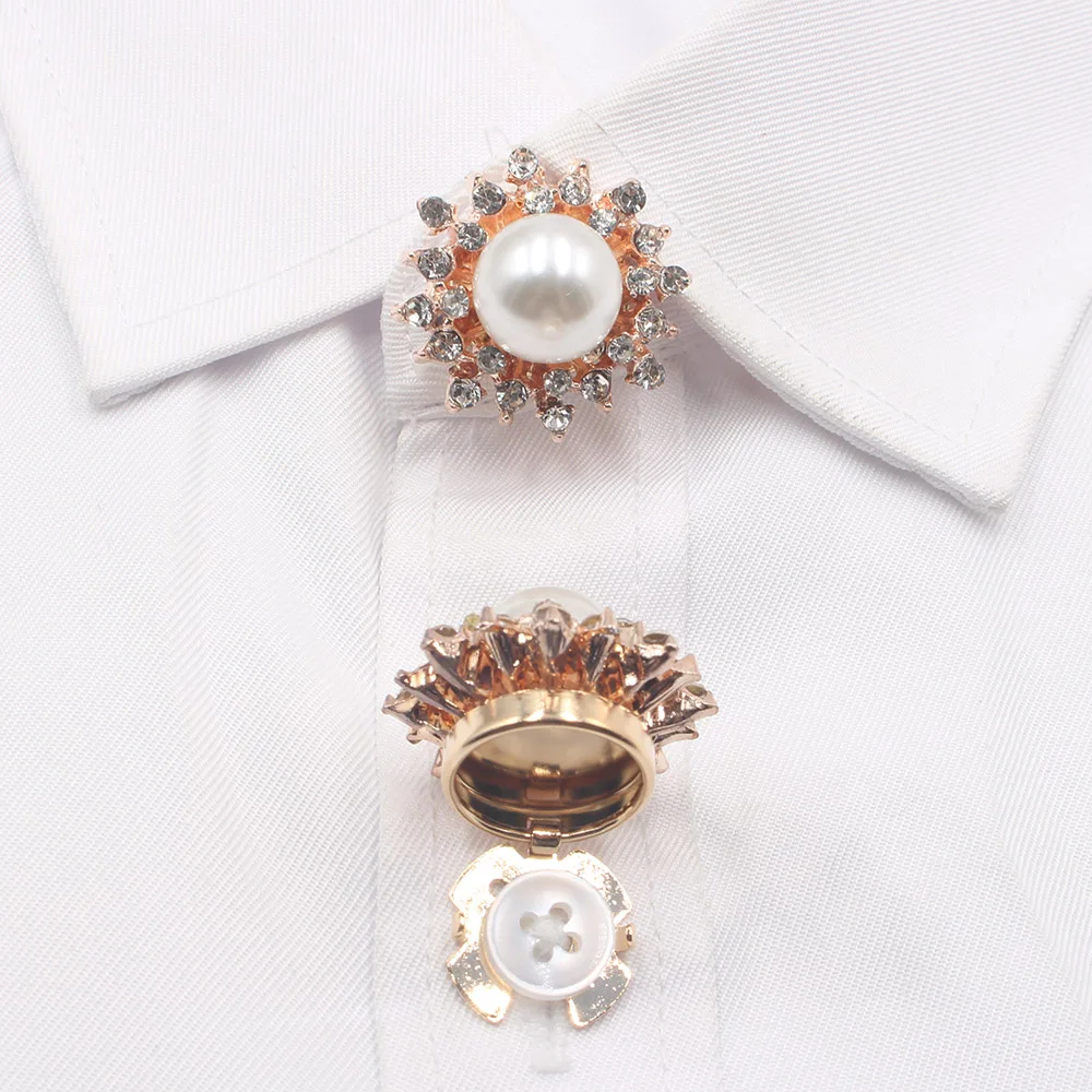 Fashion 2-piece 28MM hollow pearl rhinestone cufflinks, women's shirts, dresses, small fragrances, DIY clothing decoration acces