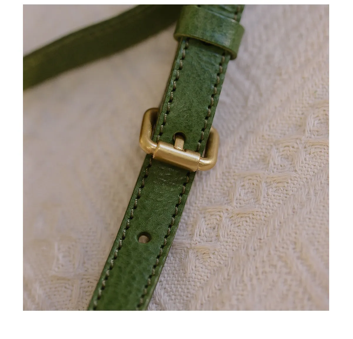 Vintage Designer Handgefertigte Grüne Umhängetasche aus Pflanzlich Gegerbtem Rindsleder für Damen, Luxuriöse Echte Leder-Schultertasche für Outdoor-Reisen – Detail 19