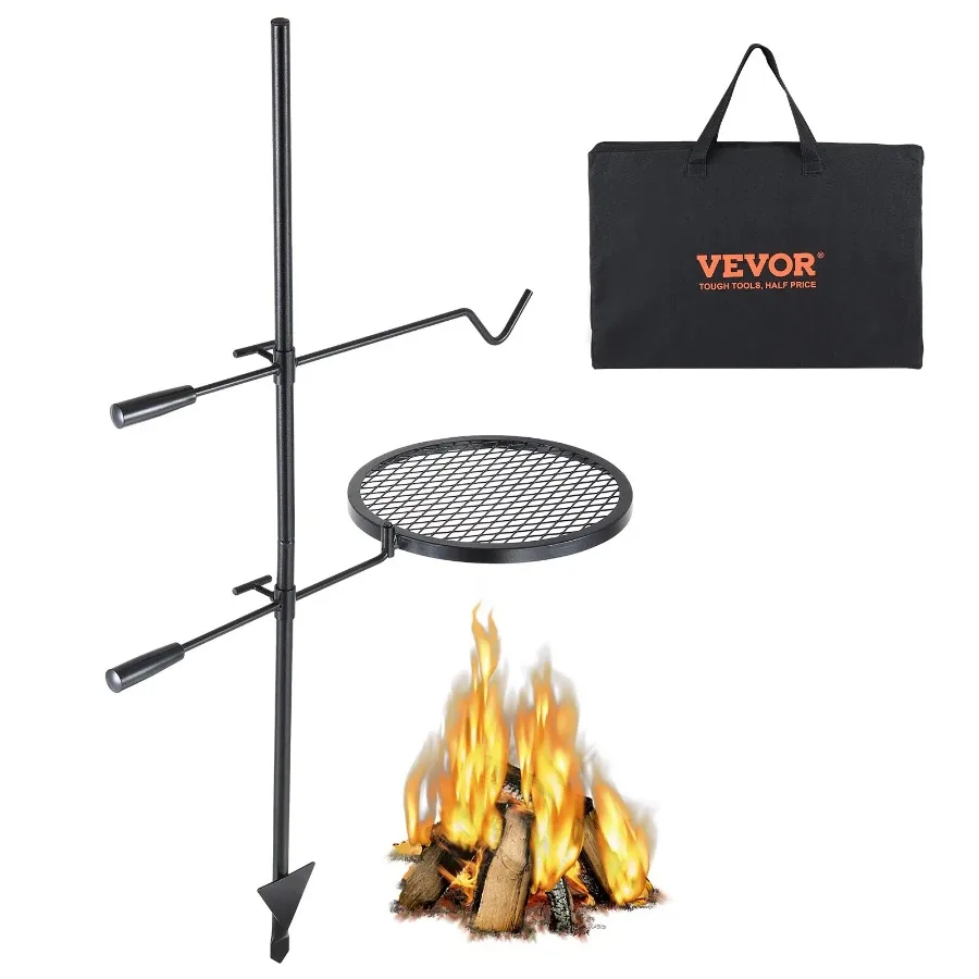 

VEVOR Swivel Campfire Grill Heavy Duty Steel Fire Pit Grill Grate 360° Adjustable Open Fire Outdoor Cooking Equipment Portable