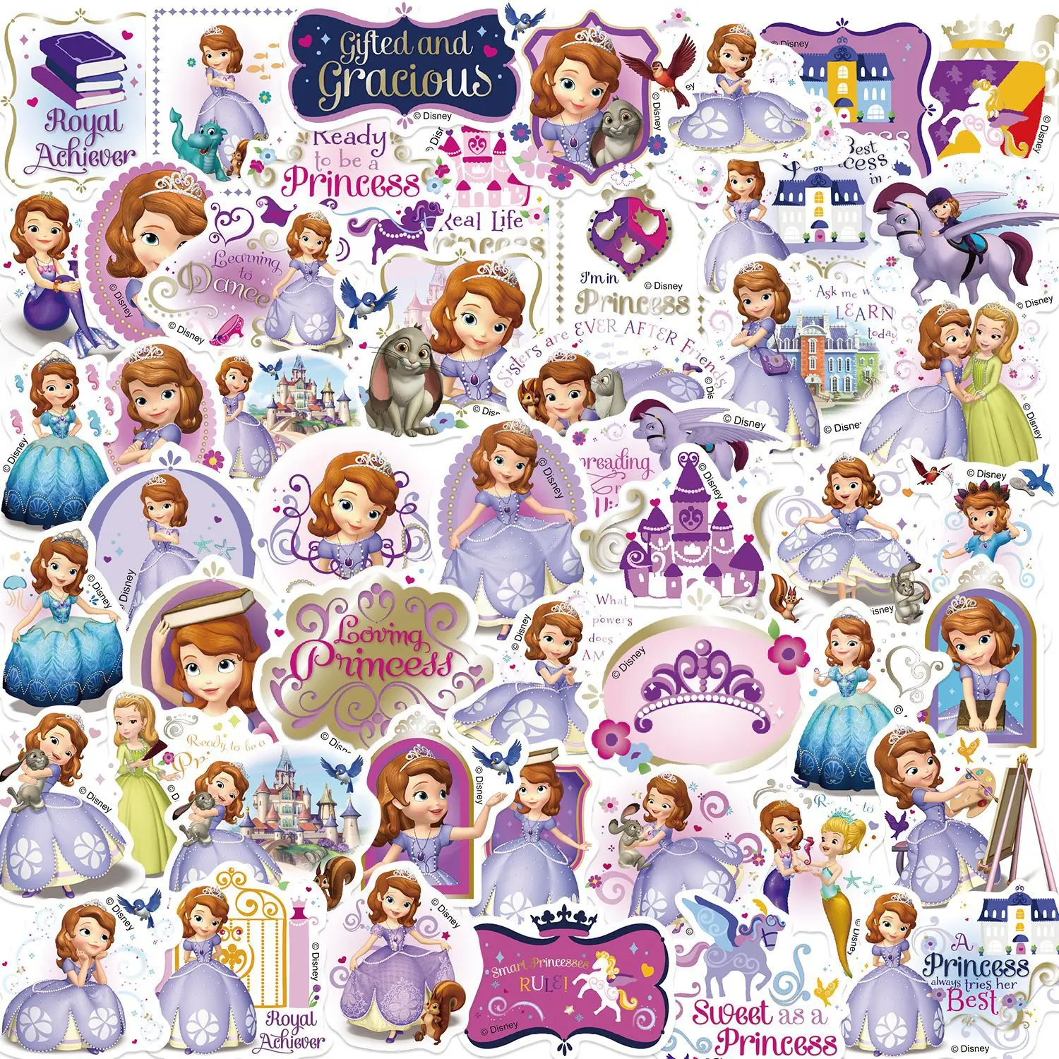 10/30/50PCS Sofia Cartoon Stickers Cute Disney Princess Sticker DIY Luggage Laptop Phone Guitar Car Bike Skateboard Decals Toy