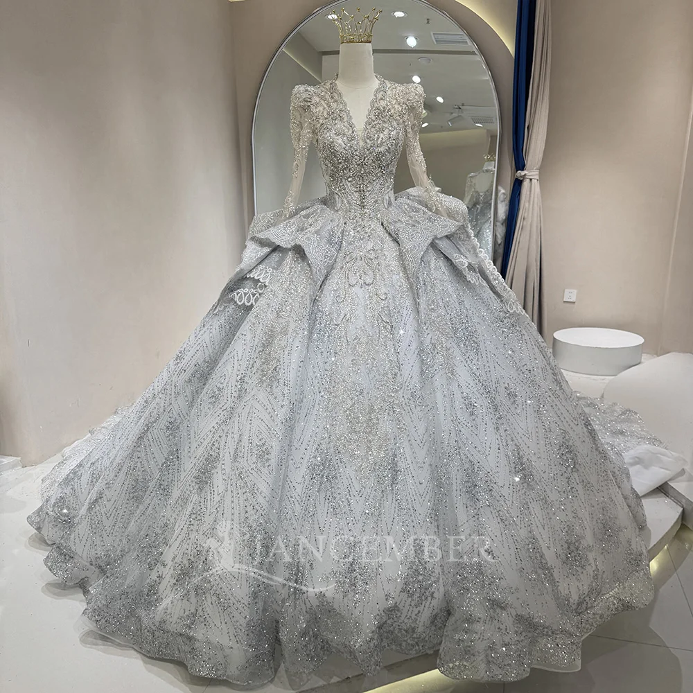 Abiti da sposa semplici con abito da ballo 2025 Abito da sposa lungo con scollo a V Abiti da ballo da sera per donna Abiti personalizzati с iyoдебное п