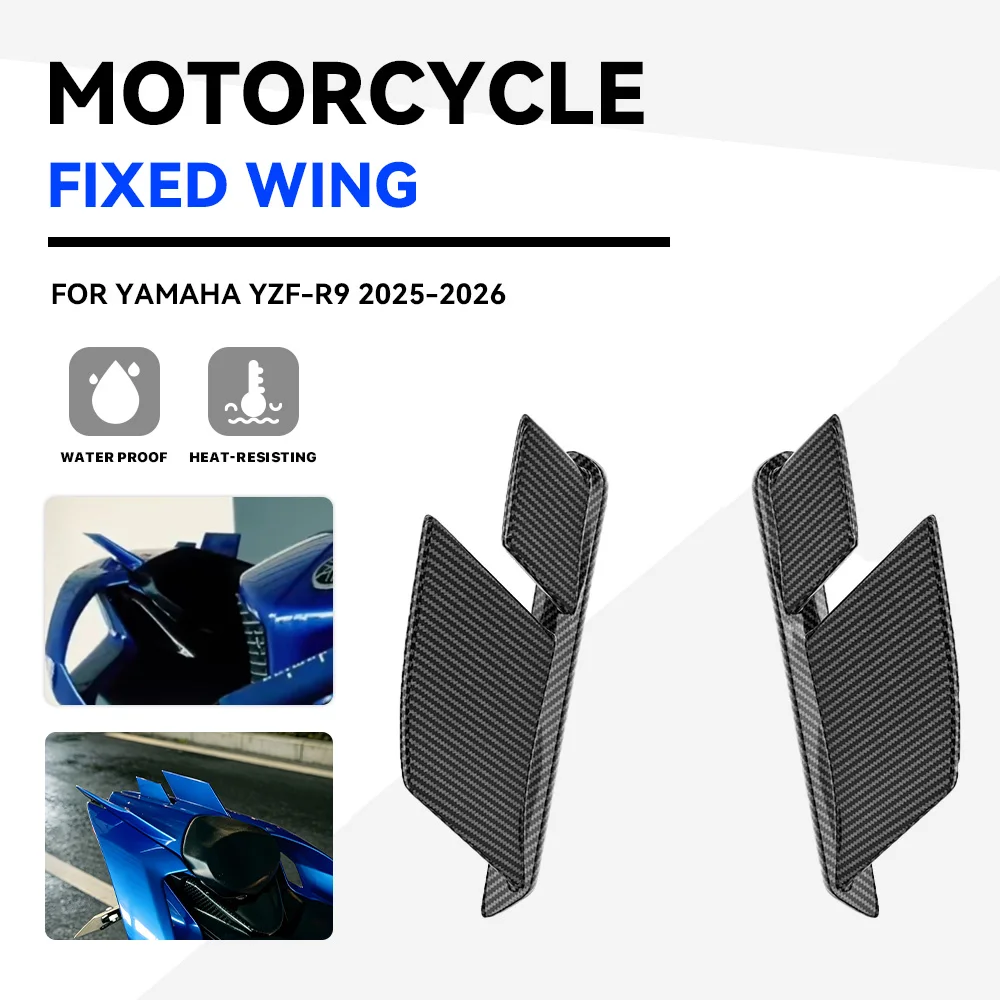 Motorcycle Tail wings For Yamaha YZF-R9 R9 2025-2026 fairing Rear Seat Side spoiler Winglet Fixed wings Carbon fiber effect