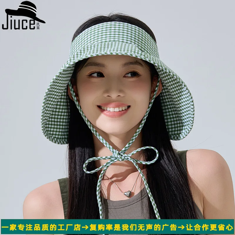 chapeu-superior-vazio-xadrez-fresco-para-mulheres-verao-anti-uv-respiravel-protetor-solar-chapeu-de-aba-larga-praia-mz113