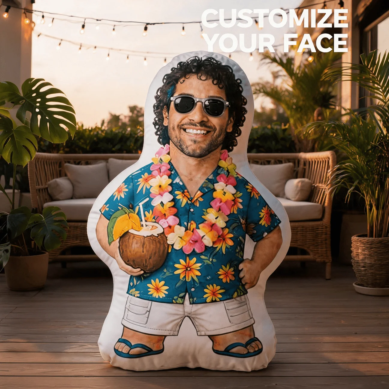 Upload photos to customize exclusive items, print precious portraits on black pajamas shaped doll pillows, with multiple sizes t