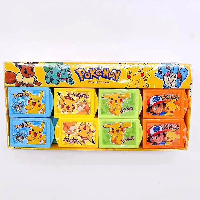 24pcs/lot Creative Pokemon Magic Eraser Cute Writing Drawing Pencil Erasers Stationery For Kids Gifts School Supply