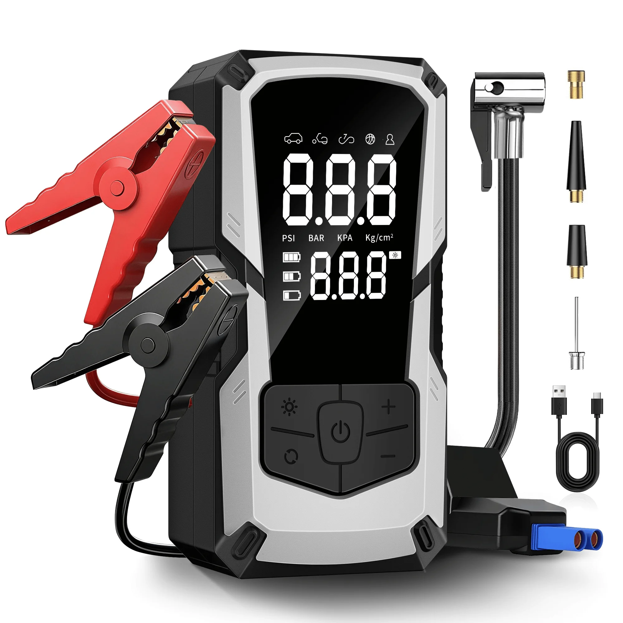 STSCELZ 2-in-1 Car Jump Starter with Air Compressor, 150 PSI Portable Battery Booster, Digital Tire Inflator for 12V Cars