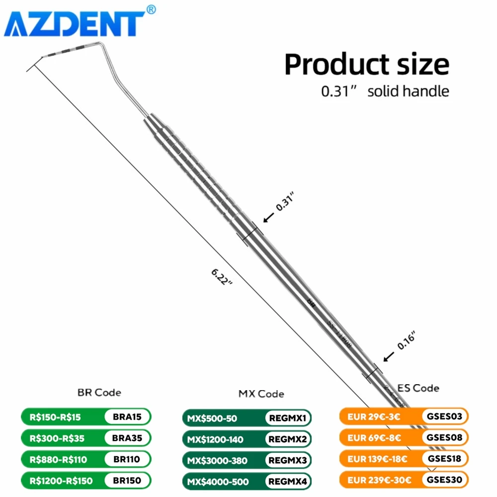 Dental Periodontal Probe Scale Probe AZDENT Stainless Steel Instrument Endodontic Probe 1/2/3/4/5/6/7/8# Disinfection Tools