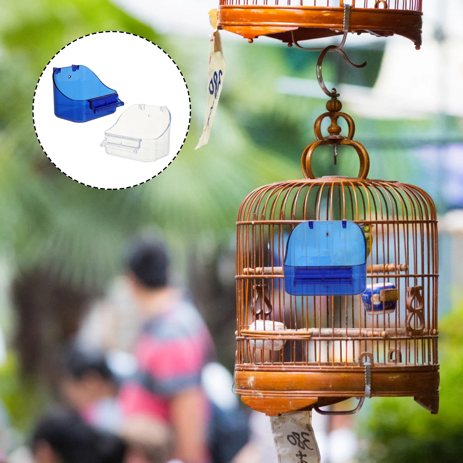 

2 Pcs Parrot Bathtub Birdcage Food Box Durable Reusable Plastic Cage Hanging Basin Feeder Small Pets Bathing Supplies