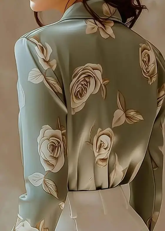 

New Fashion Flower Printed Double Breasted Long Sleeve Shirt for Women's Autumn Temperament Commuting Women Elegant Blouses