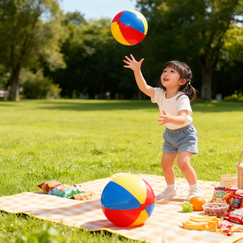 Giant Beach Balls, Large Inflatable Balls Rainbow Color Big Plastic Toys for Kids and Adults, Summer Pool Games, Backyard Fun,