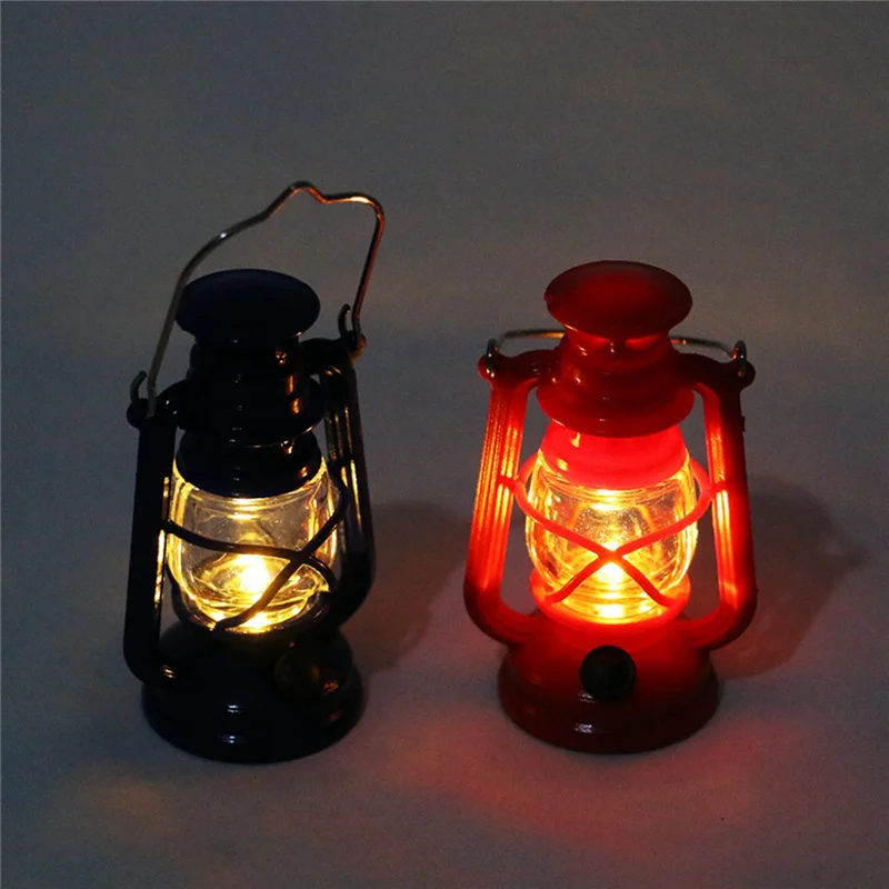 1/6 1/12 Scale Mini Lamp Miniature Lights Oil Lamp Pretend Play Toys Dolls House Accessories Red