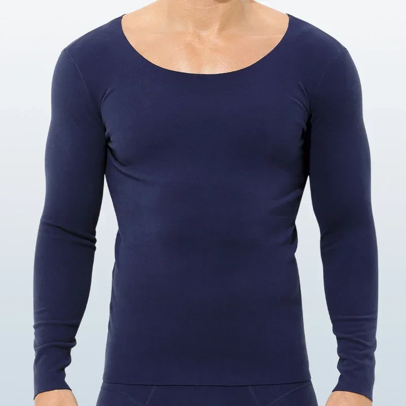 

Мужское осенне-зимнее теплое базовое нижнее белье: облегающая футболка с длинным рукавом и круглым вырезом
