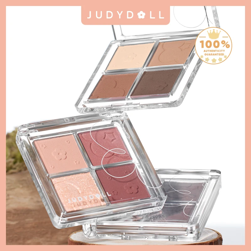Judydoll Cloud Soft อายแชโดว์ 4 สี, เม็ดสีพิเศษ, เนื้อเรียบเนียน, ผสมผสานได้, ติดทนนาน, เฉดสีอเนกประสงค์, ทุกวัน