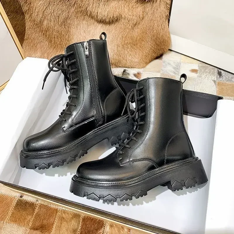 Winter Snow Boots Female 2024 New Waterproof Cotton Shoes Women\'s Thickened Snow Padded Women Boots Platform Heels Ankle Boots