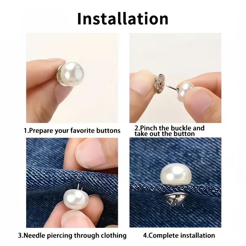 6 pieces - Seamless imitation pearl anti-slip fasteners for concealing the chestpiece without damaging the clothes
