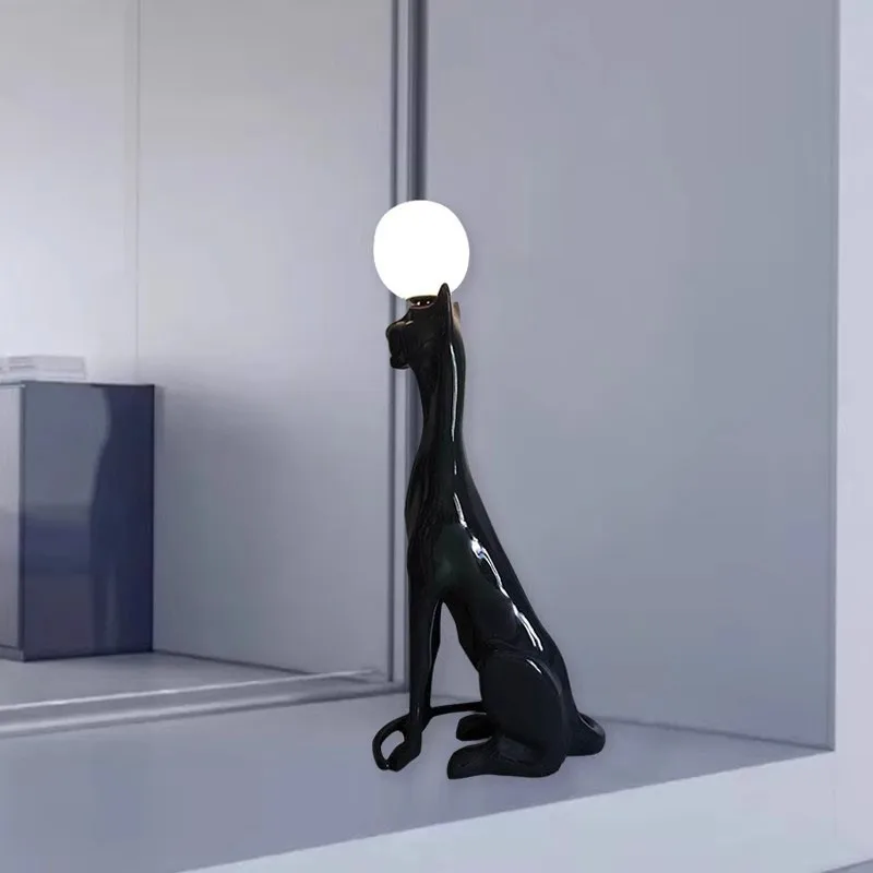 ※a Glass Fiber  Plastic Creative Living Room Sofa Decoration Entrance Welcoming Piece Animal Leopard Sculpture Floor Lamp