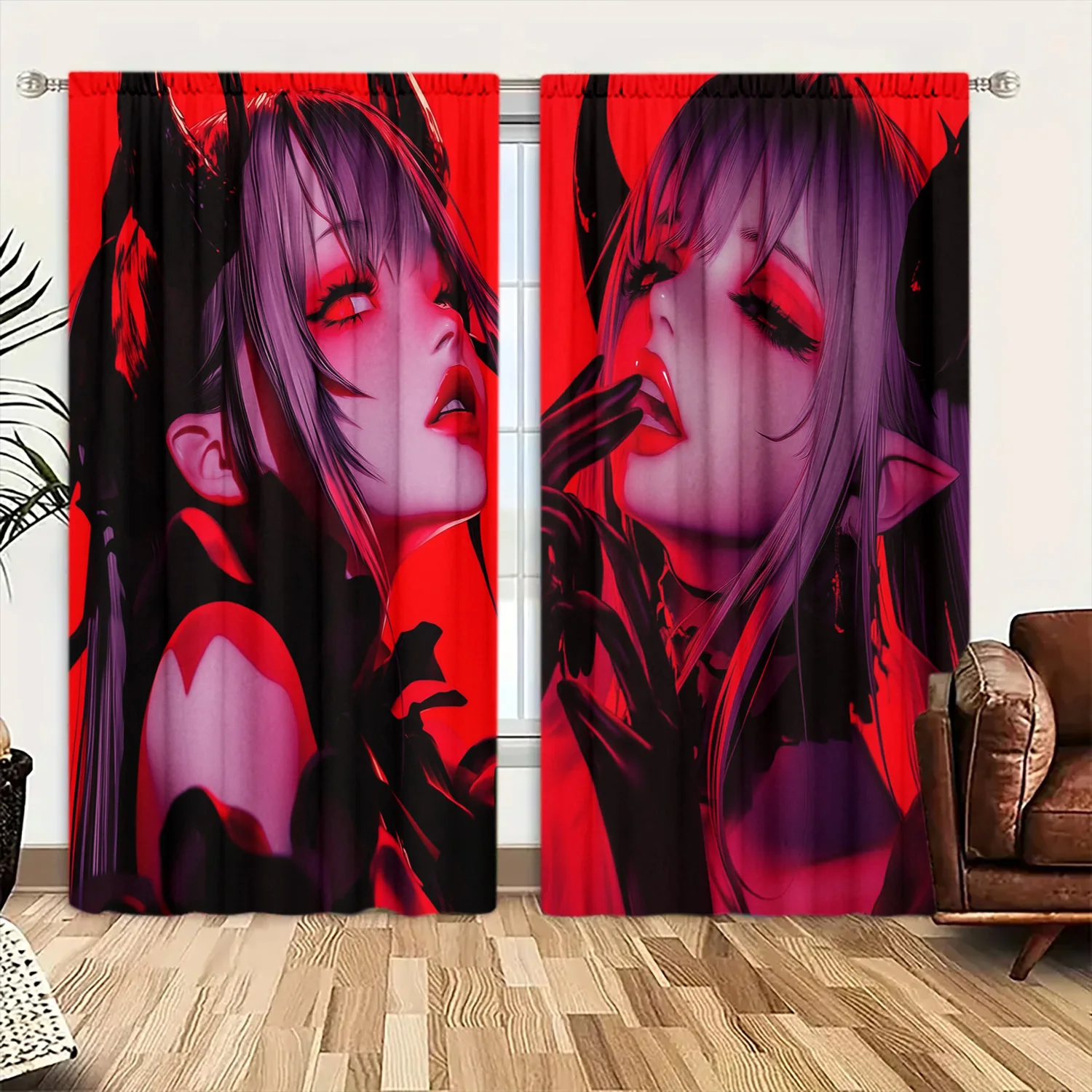 2pc Anime Sheer Curtains – Rod Pocket, Thermal Insulating and Privacy Enhancing for Bedroom and Living Room