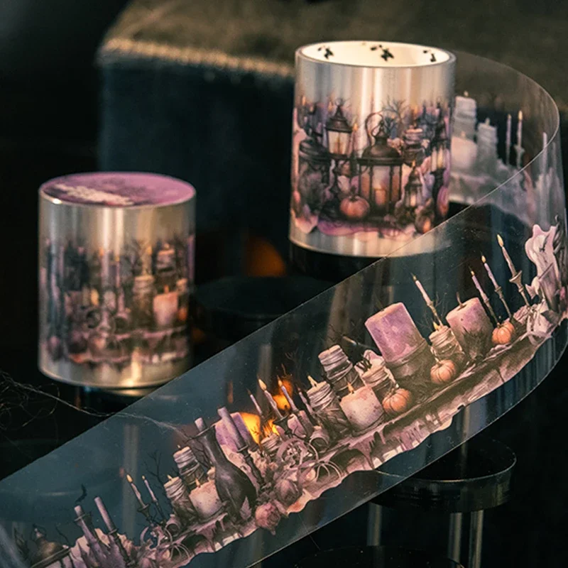 

3rolls Dark Night Prom Series Halloween Dark Theme Scenic Tape DIY Handbook Collage Journal Notebook Greeting Card Post