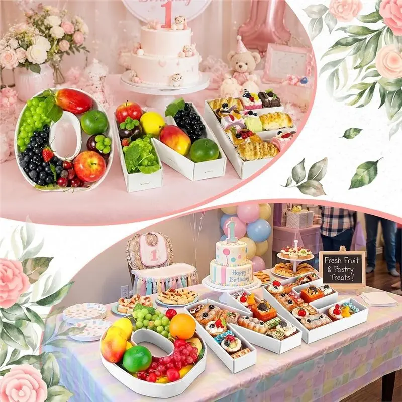 IALJ-ONE Fillable Charcuterie Letters 3 Pcs Food Serving Letter Trays For 1St Birthday Dessert Table, Baby Anniversary