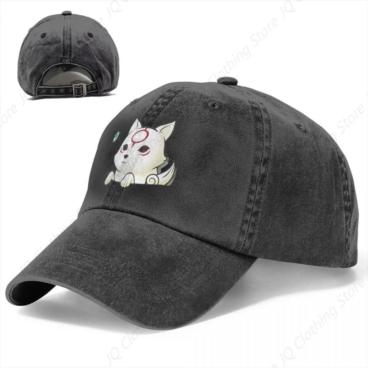 Okami Amaterasu Wolf Cute Kawaii Animal Mythology Sun Unisex Baseball Cap Distressed Washed Caps Hat Fashion Gift Snapback Hat