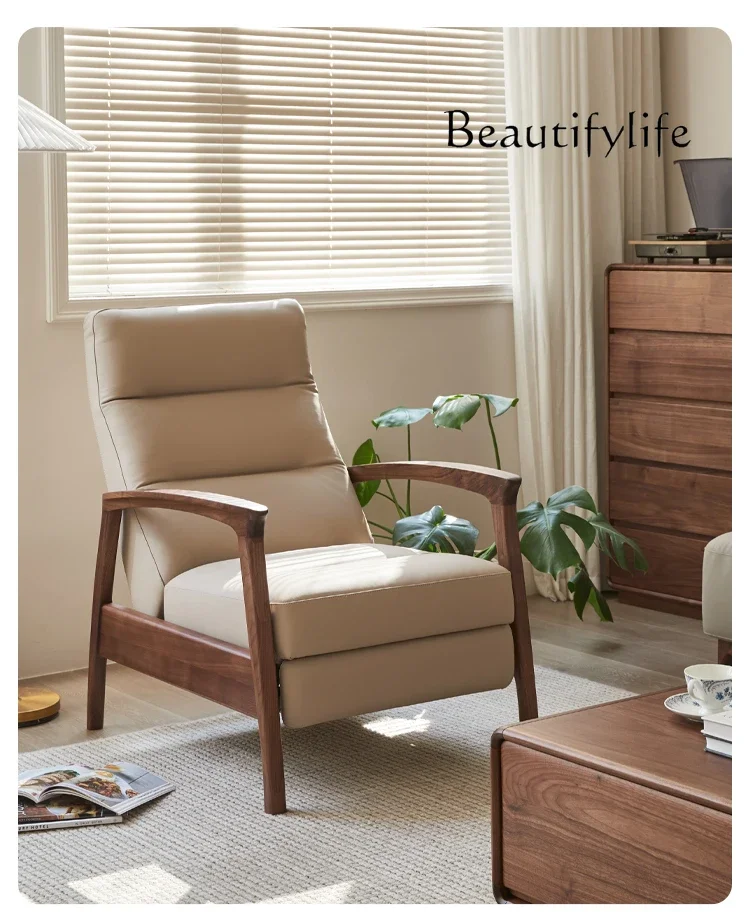 

muebles para hogar Black Walnut Function Sofa Lazy Living Room Adjustable Solid Wood Simplicity Armchair
