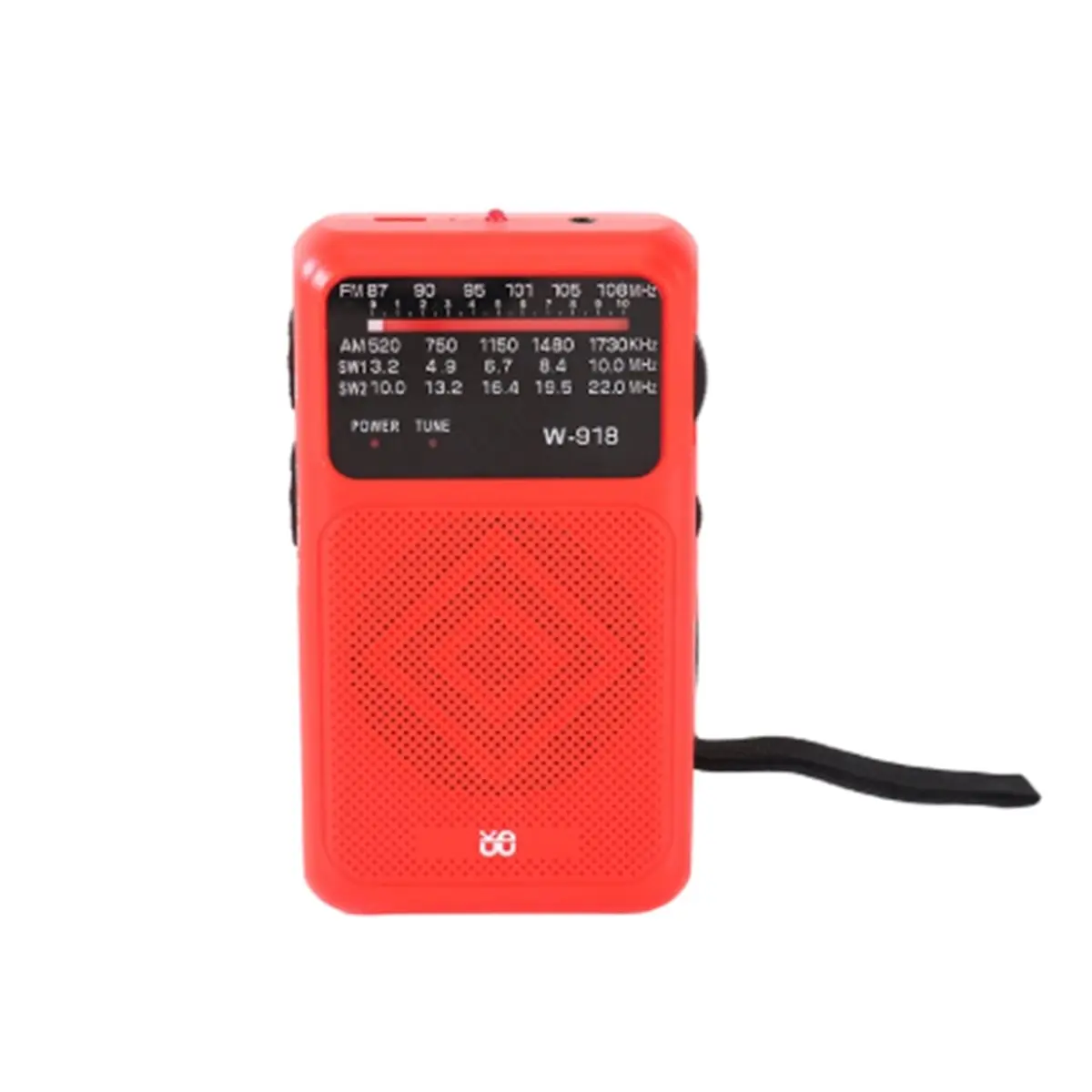L73A NEW W918 Emergency Survival Radio Portable Radio with FM/AM/SW Bands Small Full Band Flashlight Red