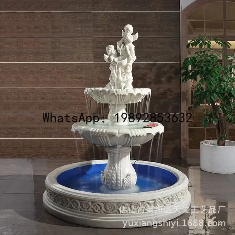

BF European Style Fountain Angel Sculpture Flowing Water Fountain Indoor and Outdoor Decoration Humidifying Water Feature