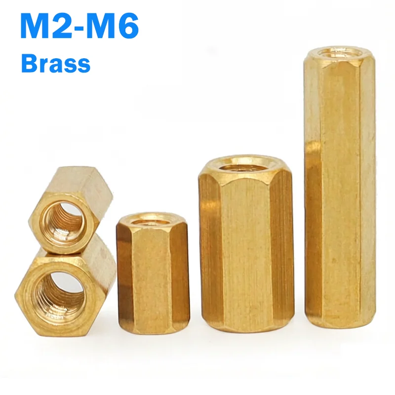 Separadores hexagonales de latón M2, M2.5, M3, M4, M5, M6 para placas base, pilar de cobre hembra para PCB, tornillo espaciador hexagonal para rack de placa