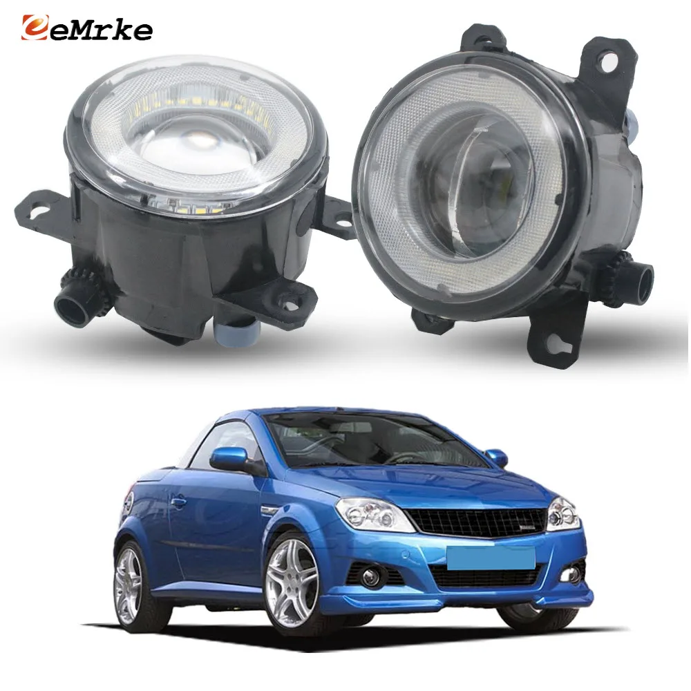 Upgrade Glass Lens Led Fog Lights Assembly for Opel Vauxhall Holden Tigra TwinTop B 2004-2009 Angel Eyes DRL Car PTF 30W 12V