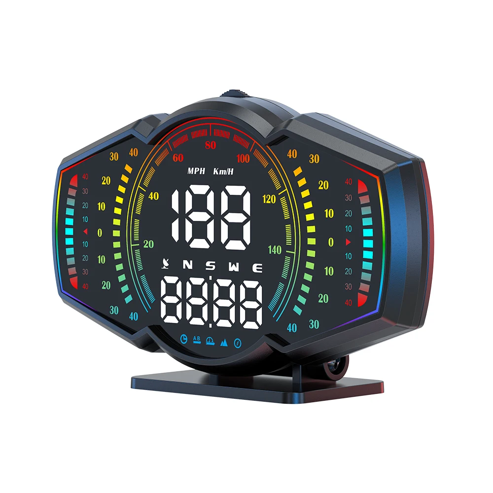 G18 Auto Electronics Large Screen GPS Head-Up Display HUD Digital Speedometer and Slope Meter with Clock 1-Year Warranty