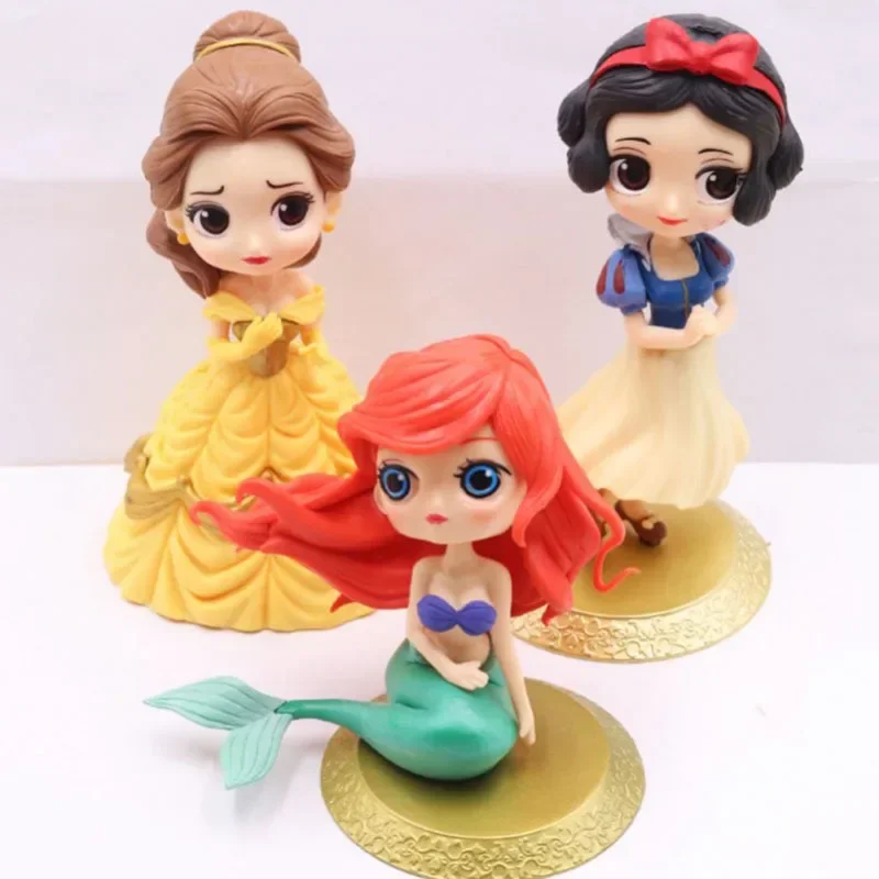 

[Funny] 3pcs/lot Disney mermaid Princess Belle Snow White Action Figure statue collection model toy girl birthday christmas gift