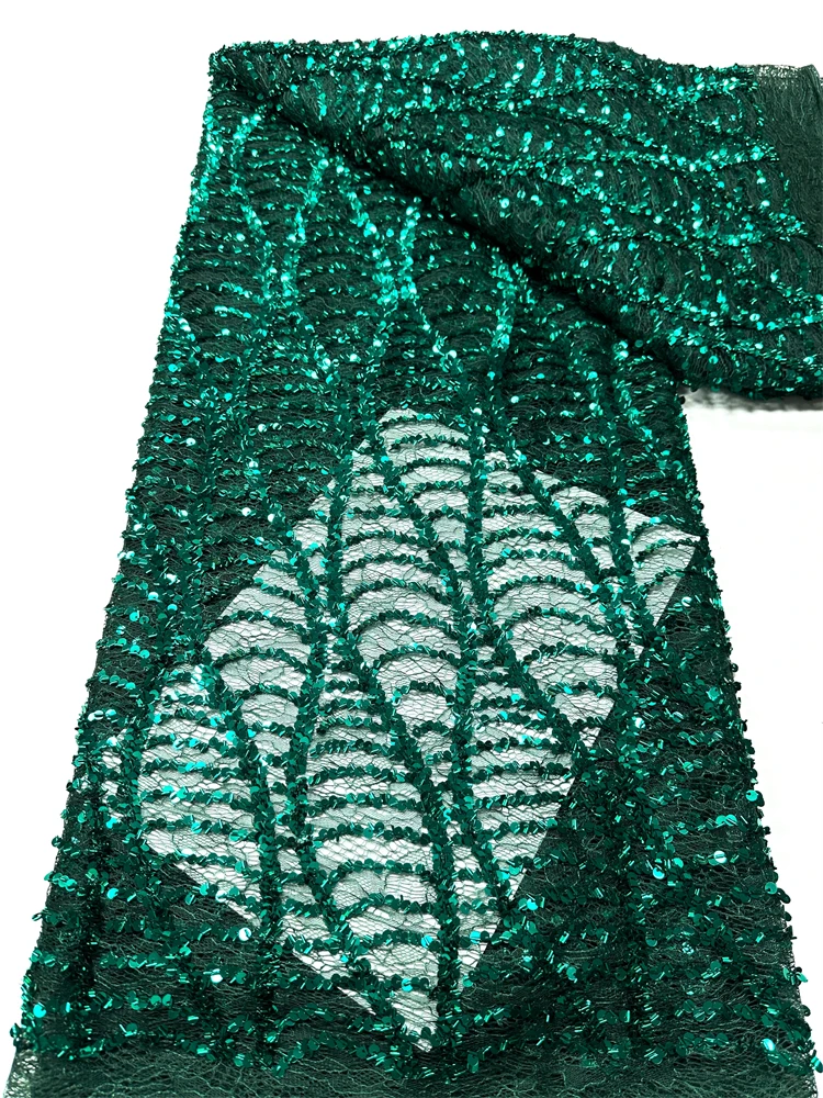 

2026 Latest High Quality 3D Nigerian Sequin Lace Fabric Sequins Lace Fabric Luxury French Embroidery Lace For Bridal Wedding