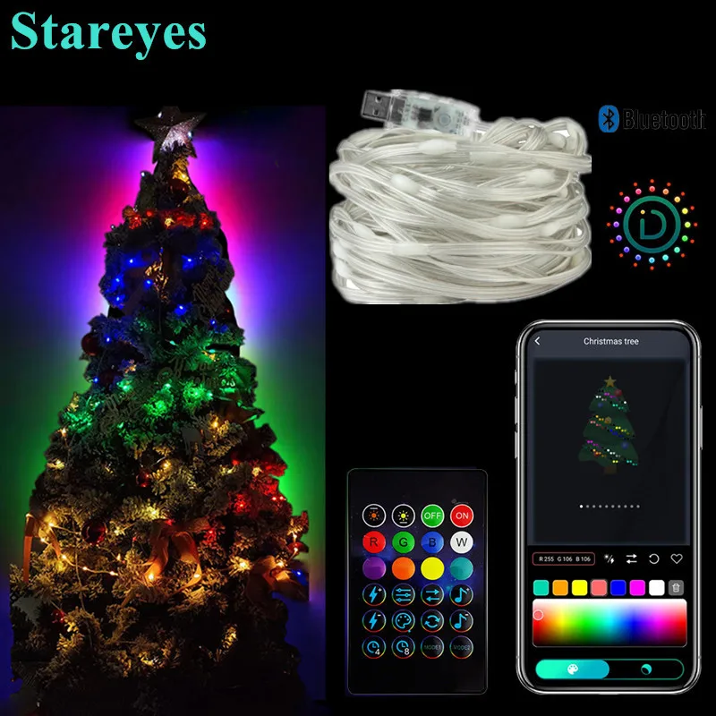 Akıllı RGB USB DC5V 5m 10m 15m 20m IP65 LED dize WS2812B IC sihirli renk Bluetooth APP IR uzaktan noel işık RGB DIY dekor