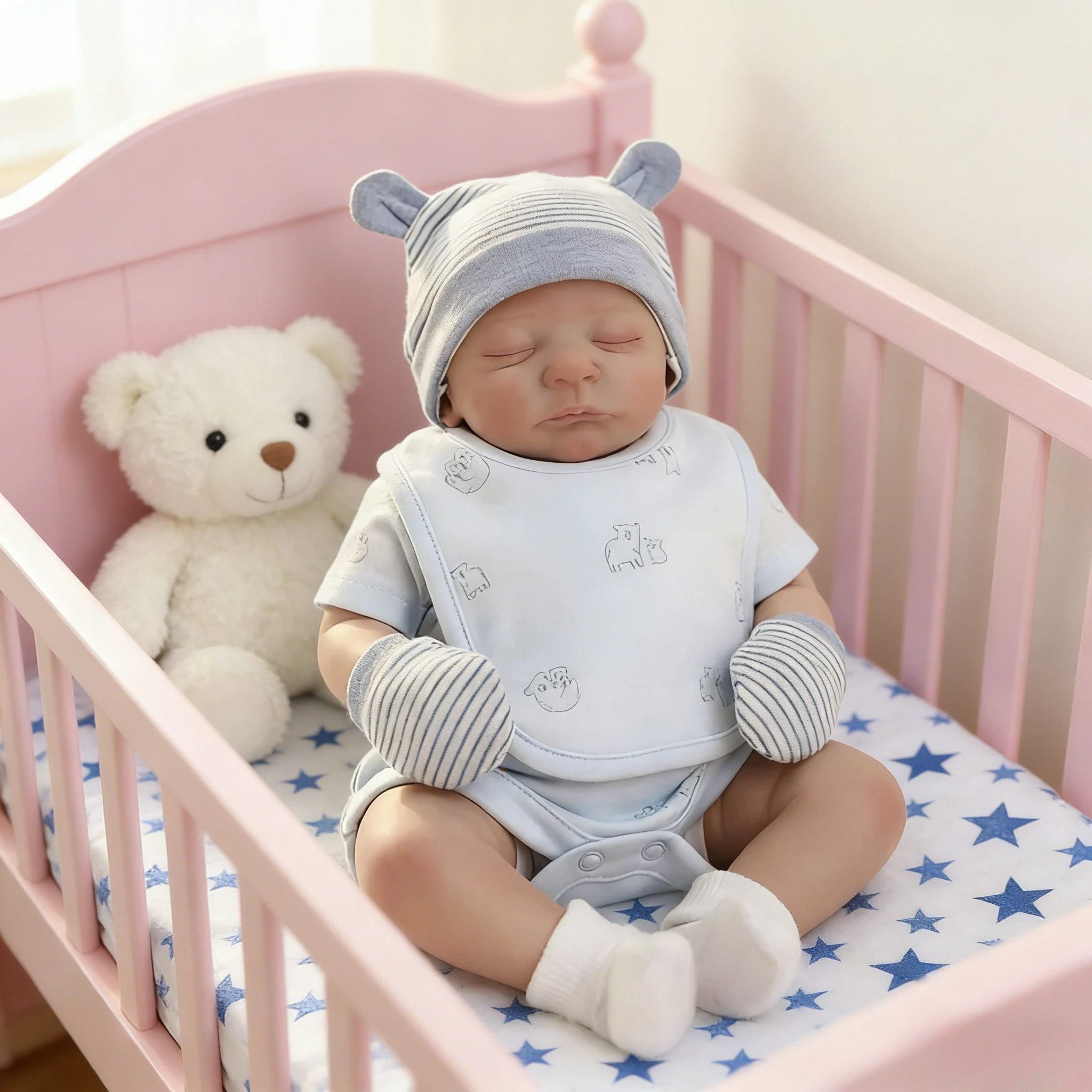 

Реалистичная кукла-реборн Кай, 18 дюймов, спящая, с многослойной 3D-моделировкой кожи, видимыми венами, мягким тканевым телом