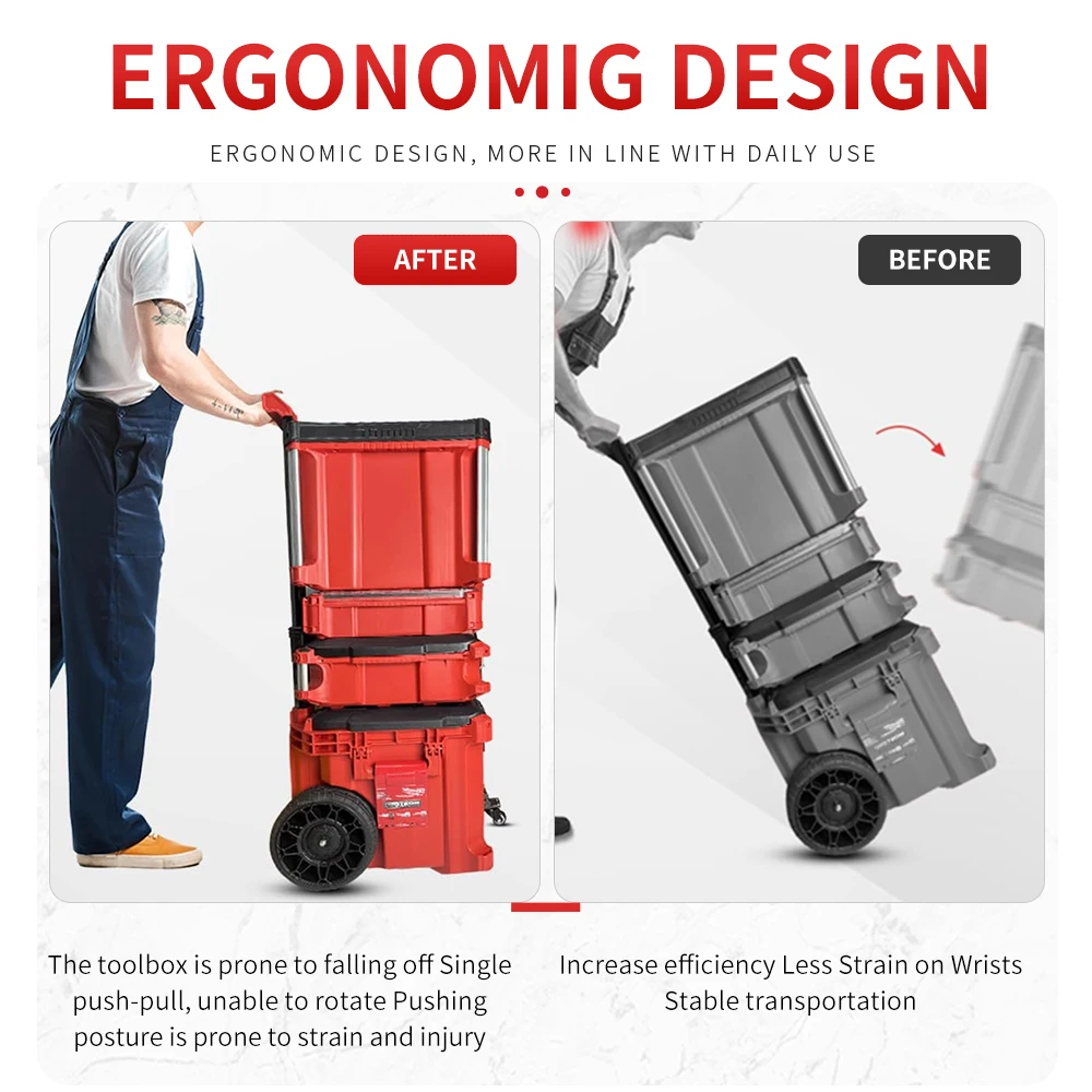 Ruote anteriori da costruzione in acciaio Cassetta degli attrezzi per imballaggio Ruota girevole Scorrevole senza sforzo Navigazione fluida Design pieghevole
