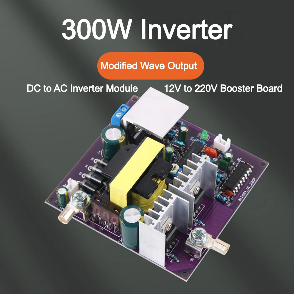 300W Corrected Sine Wave Output 50Hz Inverter 12V To 220V Inverter Power Supply Energy Storage DC-AC Boost Circuit Board ﻿