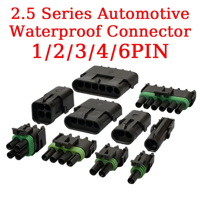 

5/20/100sets 1 2 3 4 6Pin Way Delphi 2.5 GM Automotive Female Male Weather Pack Electrical Socket Plug Automobile Connectors