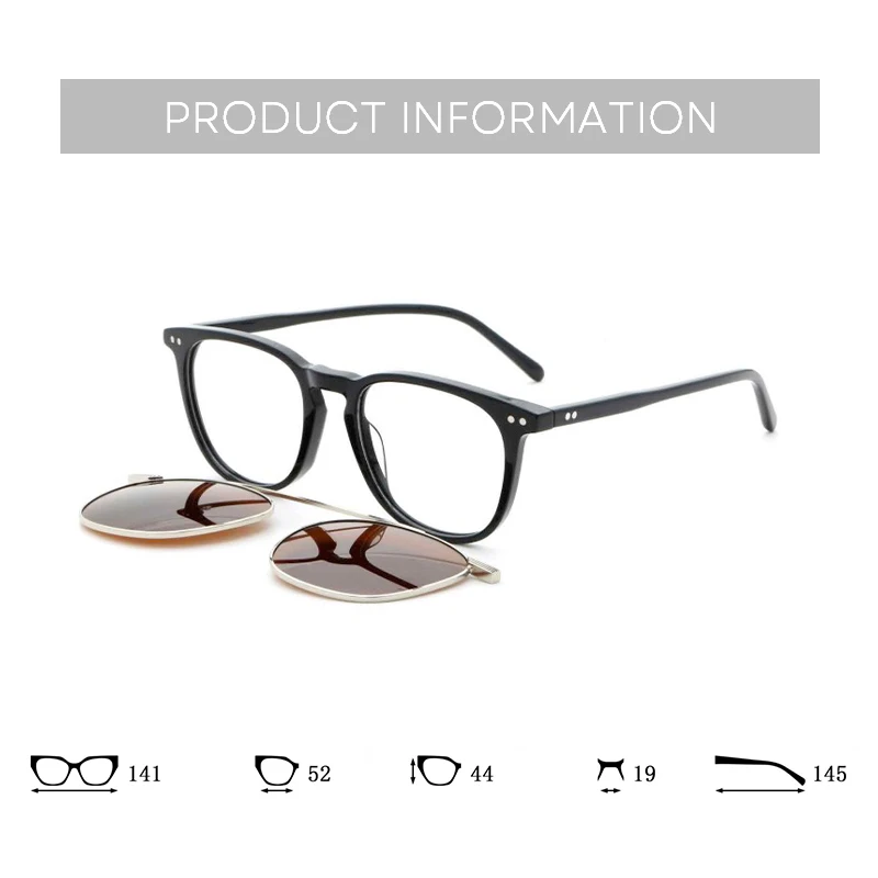 ZENOTTIC Unisex Prescription Clip On Glasses Square Acetate Frame Progressive Multifocal - Image 4