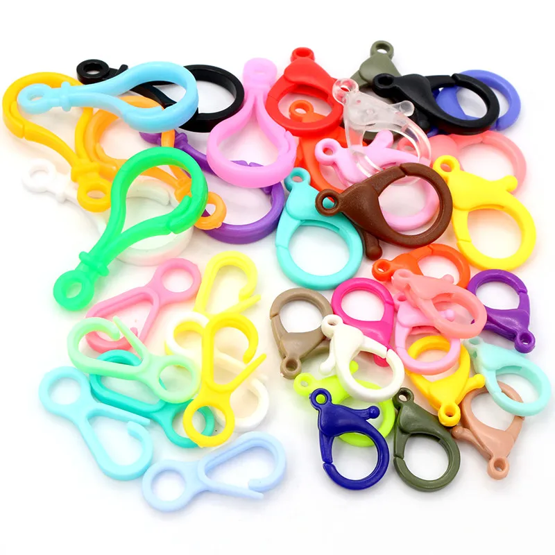 Multi-colors Mixed Plastic Snap Lobster Clasp Hooks DIY Jewelry Making Findings for Keychain Toys Bags Accessories