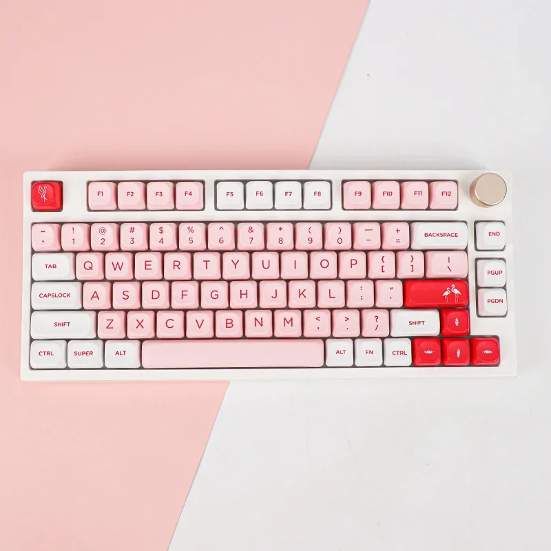 137 Keys Flamingo Keycaps for Mechanical Keyboard PBT Dye Sublimation KOA Height Ball Keys Pink AULA F75 Ajazz GK61 Anne Pro 2